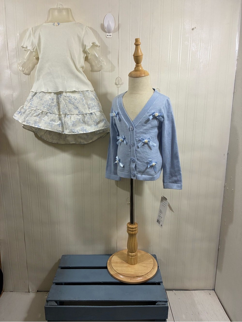 Light Blue Girls Cardigan with Bow Details